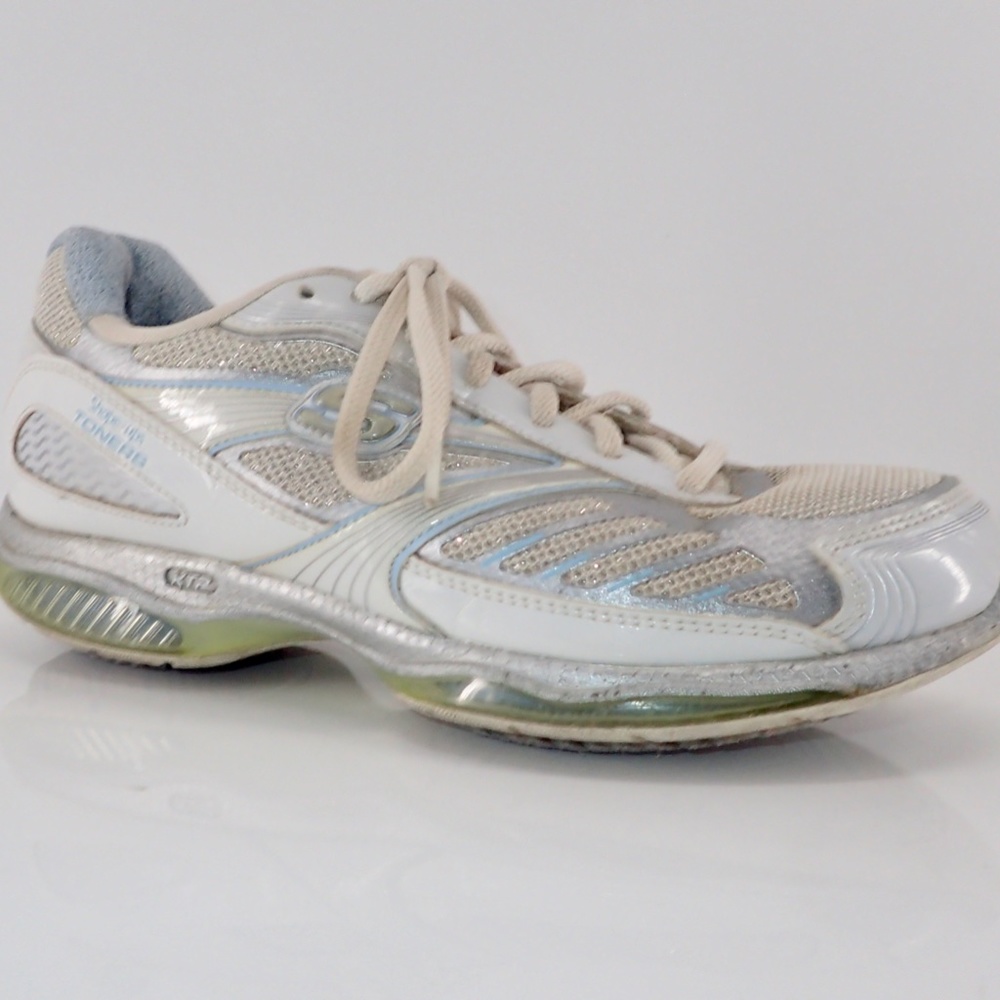 Skechers Shape Ups Toners Women's White Blue Silver Toning Athletic Shoes Sz 7